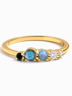 Moon Magic - Black Obsidian Labradorite Ring